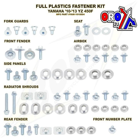 PLASTIC BOLT KIT YZF450 10-13, BOLT HARDWARE YAM-1010004