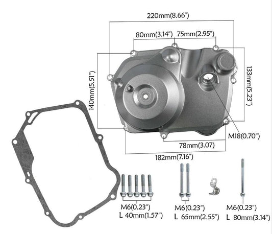 CLUTCH COVER 125cc LIFAN, ELECTRIC START MODELS, CHECK SIZES