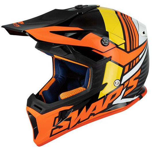 MX HELMET XL 62 BLACK/ORANGE 21, SWAP'S S818 FULL FACE CSW11G0105, !! ACU GOLD APPROVED !!