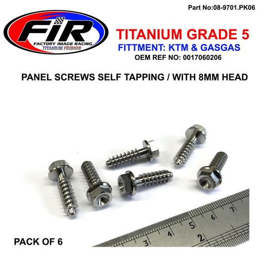 KTM SCREW PANEL BOLT PACK OF 6, TITANIUM GR5 / SUIT 8MM SPANNER, KTM OEM REF: 0017060206