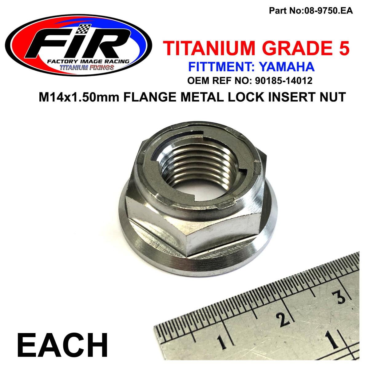 YAMAHA REAR SPINDLE NUT YZ85, TITANIUM GR5 / M14x1.50mm / EACH,  / 90185-14012 / 09-2020