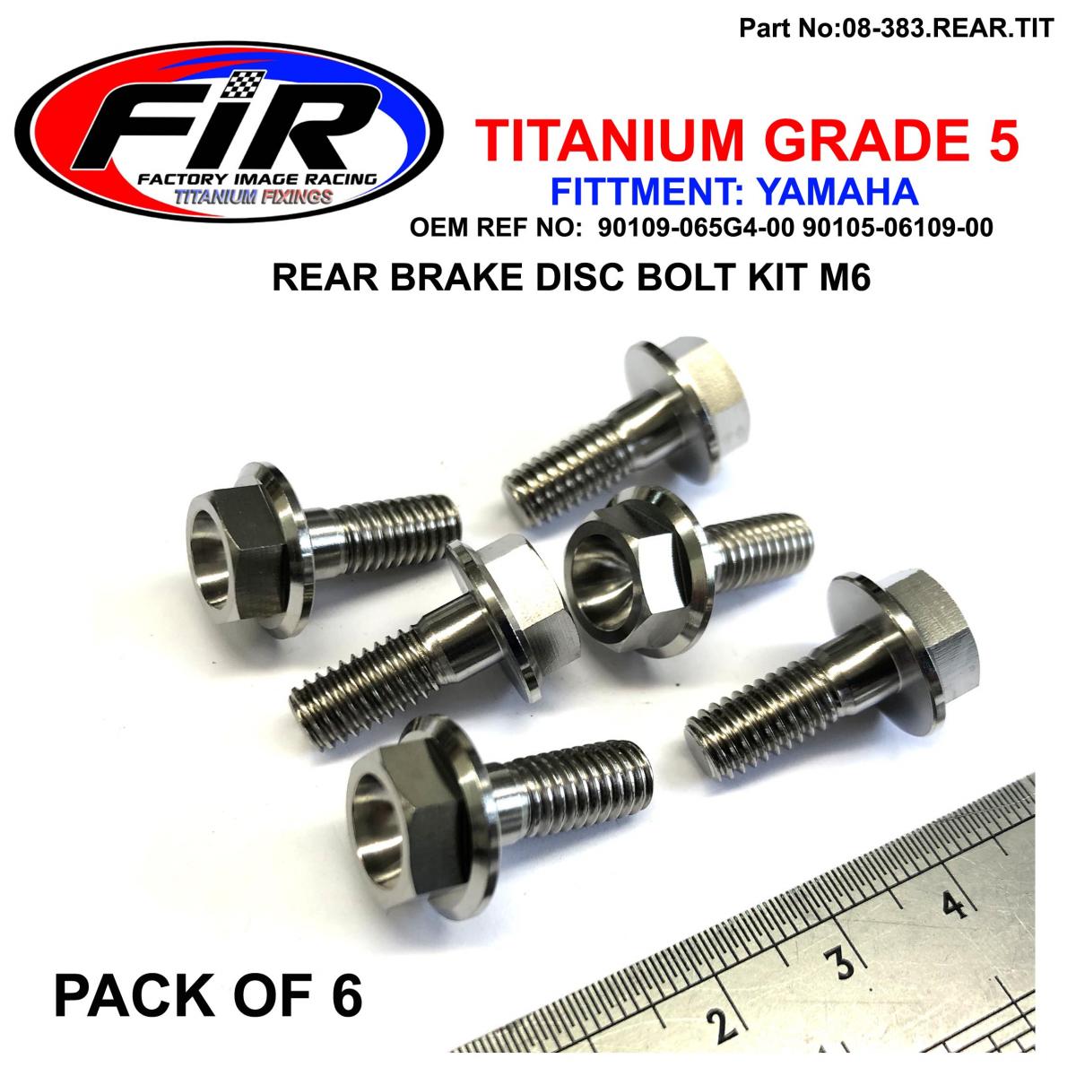 BOLT DISC YAMAHA REAR KIT/6, TITANIUM /  / M6, 90109-065G4-00 / 90105-06109-00