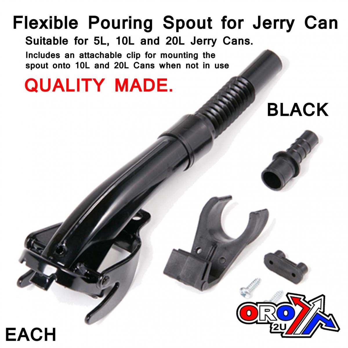 QUICKFILL SPOUT FOR JERRY CAN, QUALITY MADE / EACH / BLACK, JC00FSB, FUEL CAN