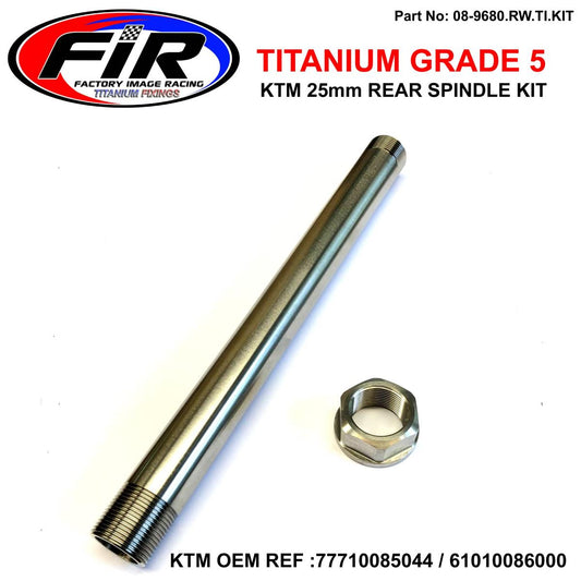 KTM NEW REAR SPINDLE & NUT M25x1.5, TITANIUM GR5 / SX XC SC-F XC-F, 77710085044 / 61010086000