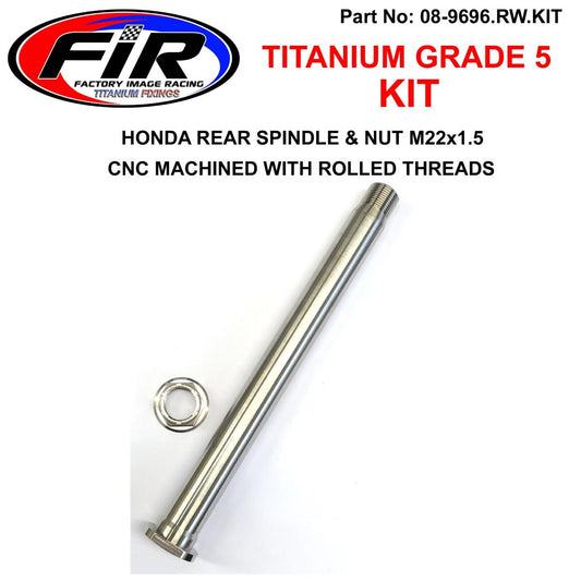 HONDA REAR SPINDLE & NUT M22x1.5, TITANIUM GRADE 5 / , OEM REF: 42301-KRN-A30 & 90305-KZ4-J20
