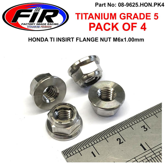 TITANIUM GR5 M6X1.00mm NUT, TI INSERT FLANGE / GRADE 5 / EACH