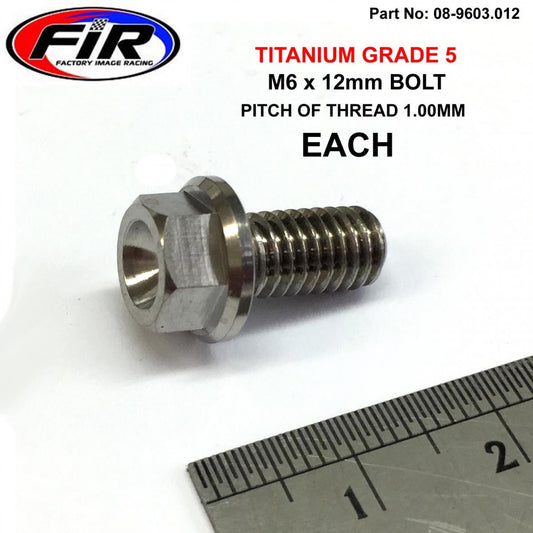 TITANIUM GR5 BOLT M6 x 12mm EACH, FLANGE OD: 11mm / HEX SIZE: 8mm,  /