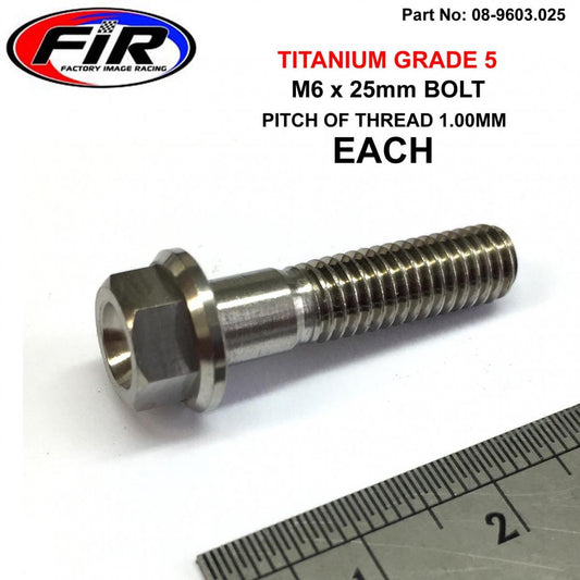 TITANIUM GR5 BOLT M6 x 25mm EACH, FLANGE OD: 11mm / HEX SIZE: 8mm,  /