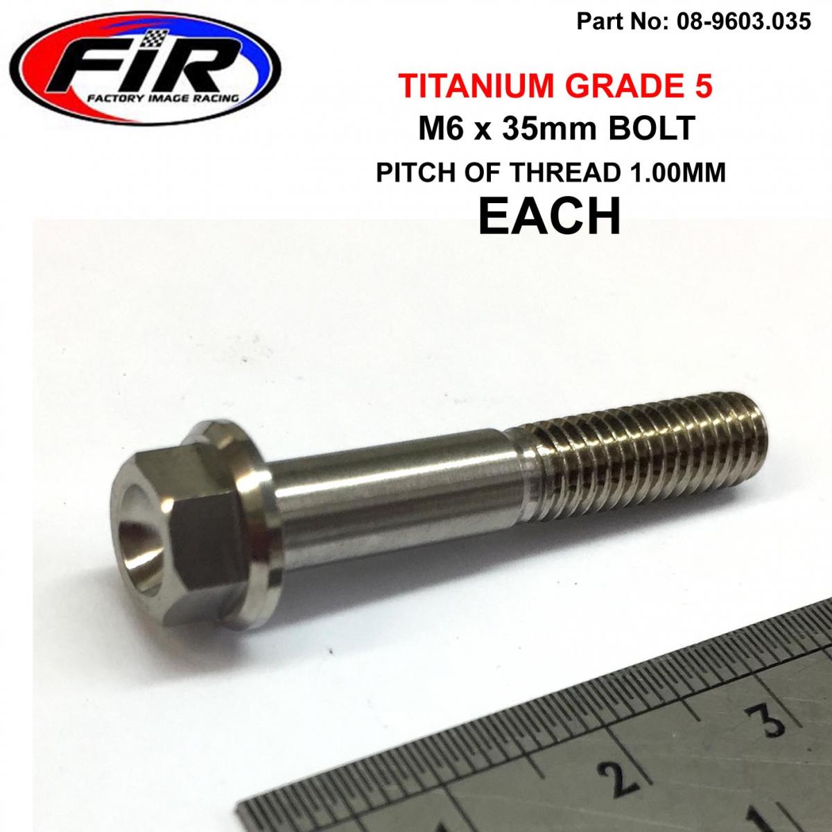 TITANIUM GR5 BOLT M6 x 35mm EACH, FLANGE OD: 11mm / HEX SIZE: 8mm,  /