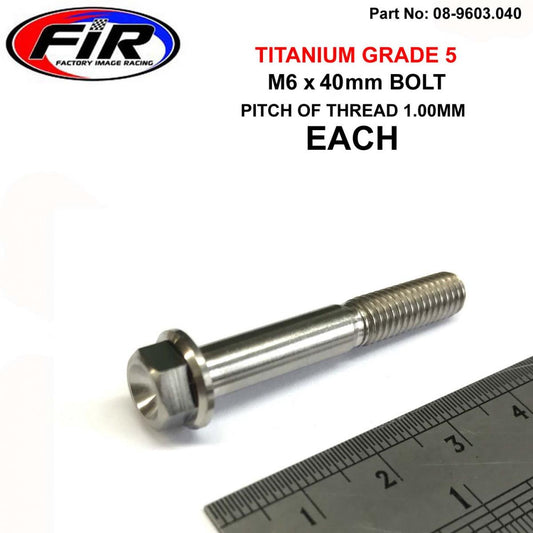 TITANIUM GR5 BOLT M6 x 40mm EACH, FLANGE OD: 11mm / HEX SIZE: 8mm,  /