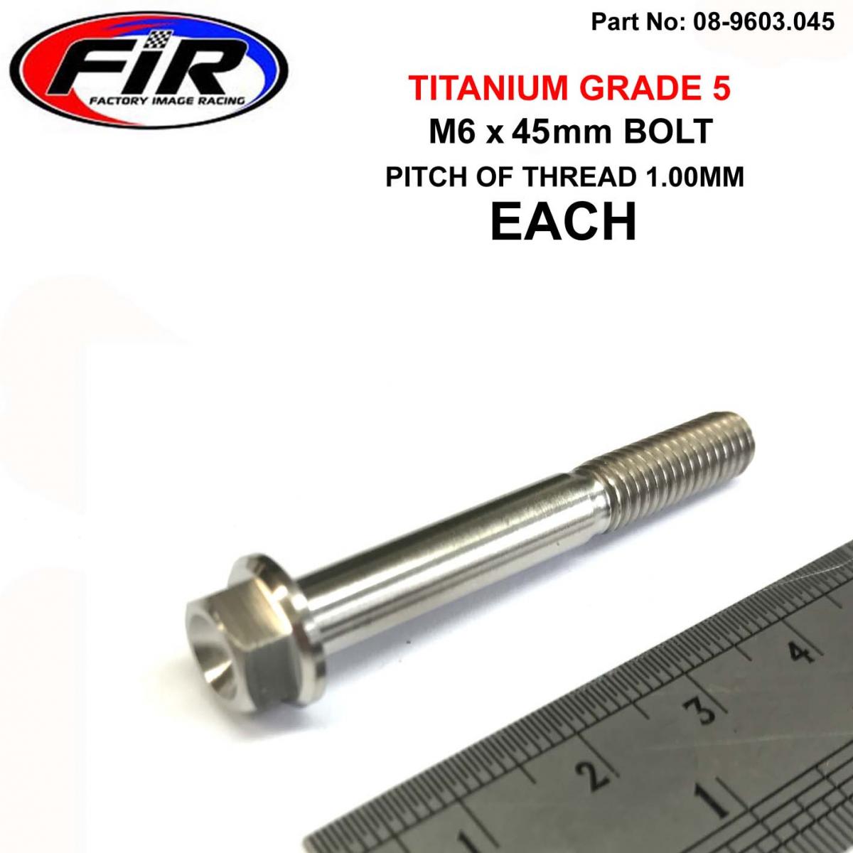 TITANIUM GR5 BOLT M6 x 45mm EACH, FLANGE OD: 11mm / HEX SIZE: 8mm,  /