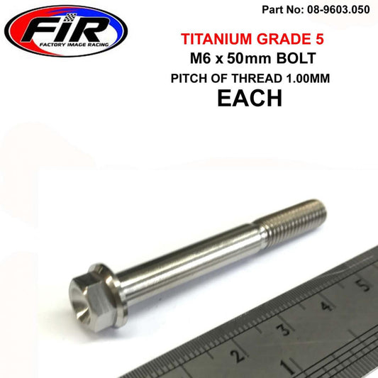 TITANIUM GR5 BOLT M6 x 50mm EACH, FLANGE OD: 11mm / HEX SIZE: 8mm,  /