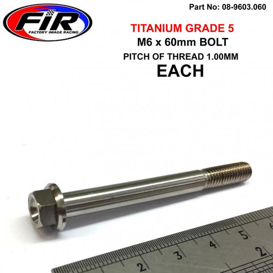 TITANIUM GR5 BOLT M6 x 60mm EACH, FLANGE OD: 11mm / HEX SIZE: 8mm,  /