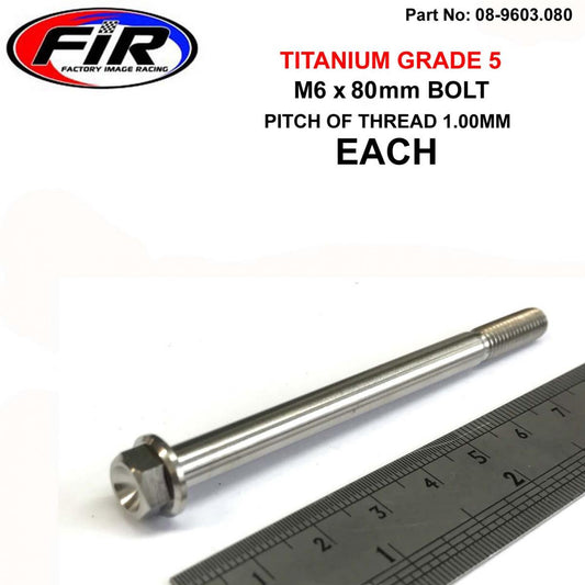 TITANIUM GR5 BOLT M6 x 80mm EACH, FLANGE OD: 11mm / HEX SIZE: 8mm,  /