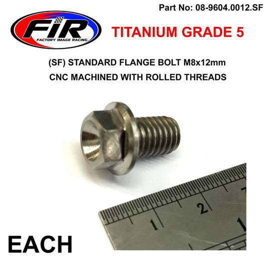 TITANIUM GR5 BOLT M8 x 12mm EACH, FLANGE OD: 14mm / HEX SIZE: 10mm,  /