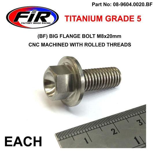 TITANIUM GR5 BOLT M8 x 20mm EACH, FLANGE OD: 17mm / HEX SIZE: 10mm,  /