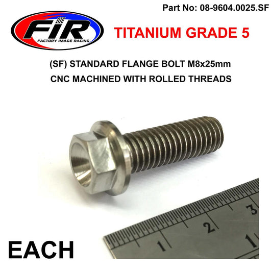 TITANIUM GR5 BOLT M8 x 25mm EACH, FLANGE OD: 14mm / HEX SIZE: 10mm,  /