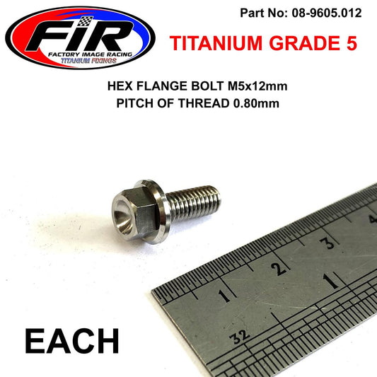 TITANIUM GR5 BOLT M5 x 12mm EACH, FLANGE OD: 9.90mm / HEX SIZE: 7mm,  /