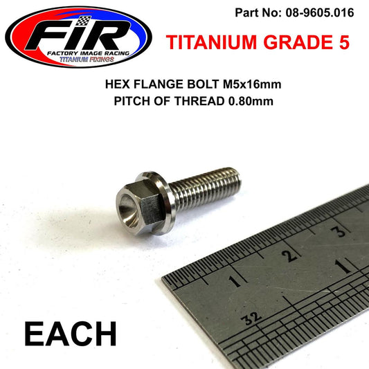 TITANIUM GR5 BOLT M5 x 16mm EACH, FLANGE OD: 9.90mm / HEX SIZE: 7mm,  /