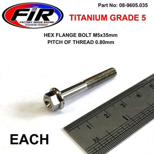 TITANIUM GR5 BOLT M5 x 35mm EACH, FLANGE OD: 9.90mm / HEX SIZE: 7mm,  /