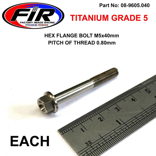 TITANIUM GR5 BOLT M5 x 40mm EACH, FLANGE OD: 9.90mm / HEX SIZE: 7mm,  /