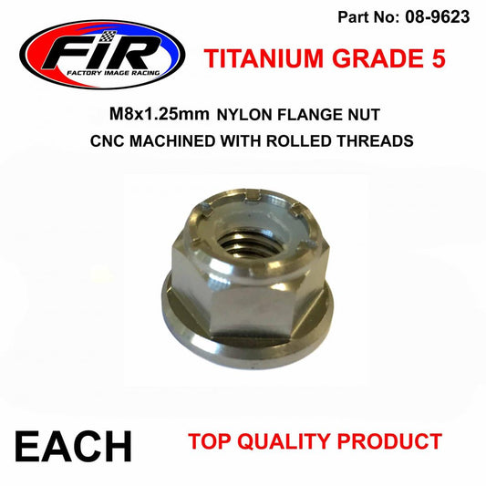 TITANIUM GR5 M8X1.25mm NUT, NYLON FLANGE / GRADE 5 / EACH