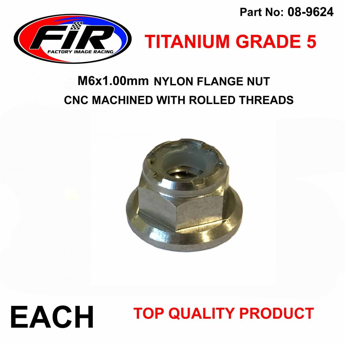 TITANIUM GR5 M6X1.00mm NUT, NYLON FLANGE / GRADE 5 / EACH