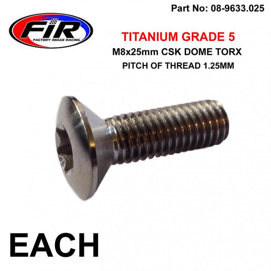 TITANIUM GR5 CSK.D TORX M8X25mm, EACH