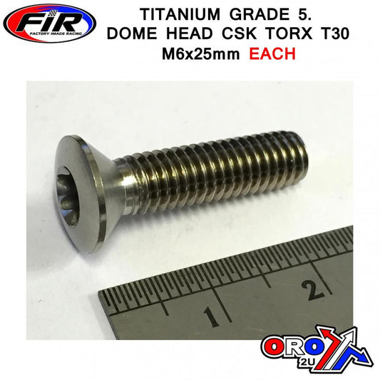 TITANIUM GR5 CSK.D TORX M6X25mm, EACH