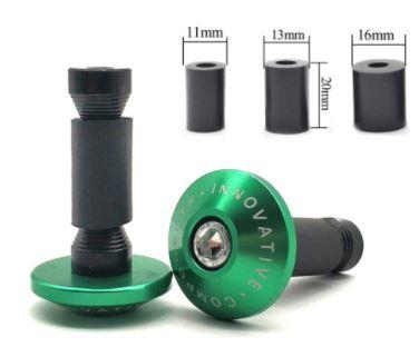 BAR END CAPS 12-18mm GREEN, Anti Vibration Silder Plug Yamaha Kawasaki honda