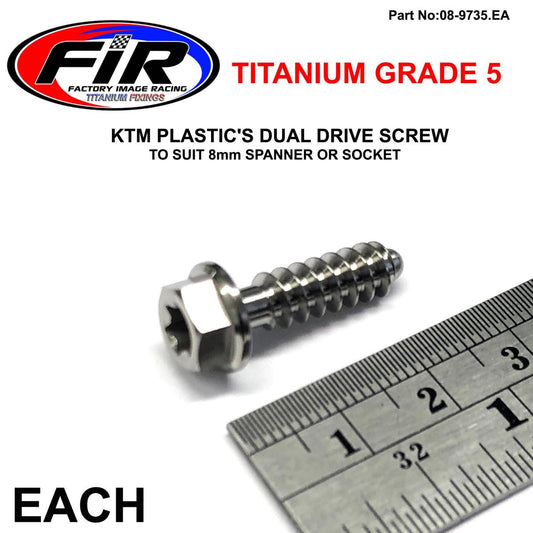 GR5 DUAL/D KTM SCREW 6x20mm EA, TITANIUM / KTM OEM 0017060206, SUIT 8MM SPANNER & TORX T30