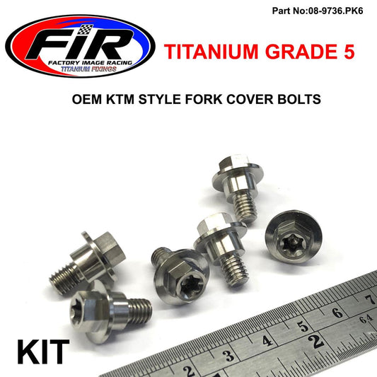 GR5 DUAL/D FORK COVER BOLTS PK6, TITANIUM / KTM OEM 59001092050