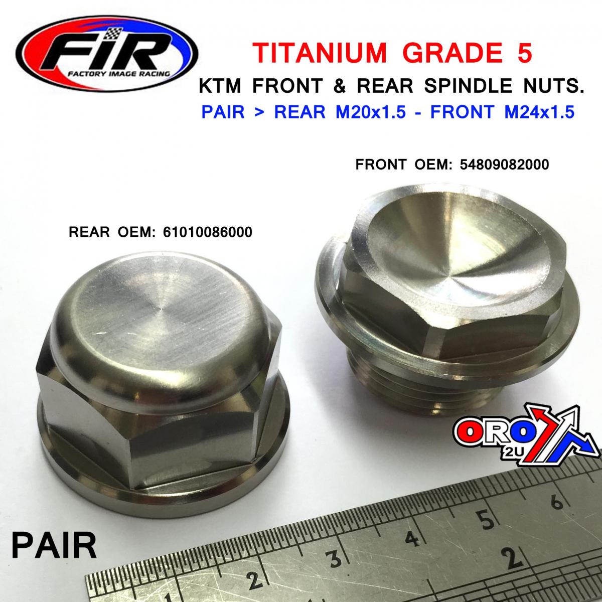 KTM FRONT & REAR SPINDLE NUTS, TITANIUM GRADE 5 / , OEM 61010086000 & 54809082000