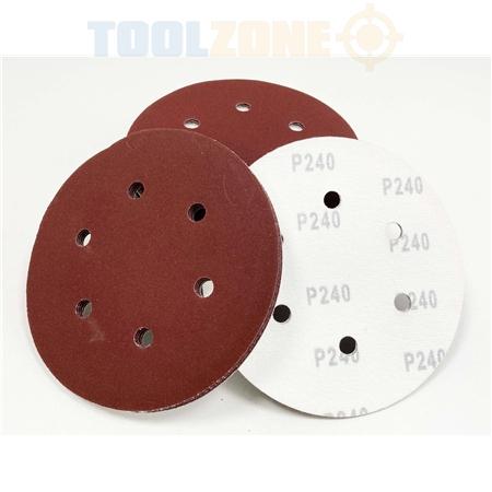 50Pc 150Mm Hook & Loop Sanding Pads, 10Pcs Each 40, 80, 120, 180 & 240 Grit, KDPAB164 SANDING PAPER DISC