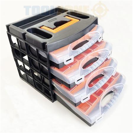 4 TRAY PLASTIC BOX 64 SECTIONS, TUB TRAY ORGANISER ORGANIZER, KDPTB098 / BOLTS FIXINGS PARTS