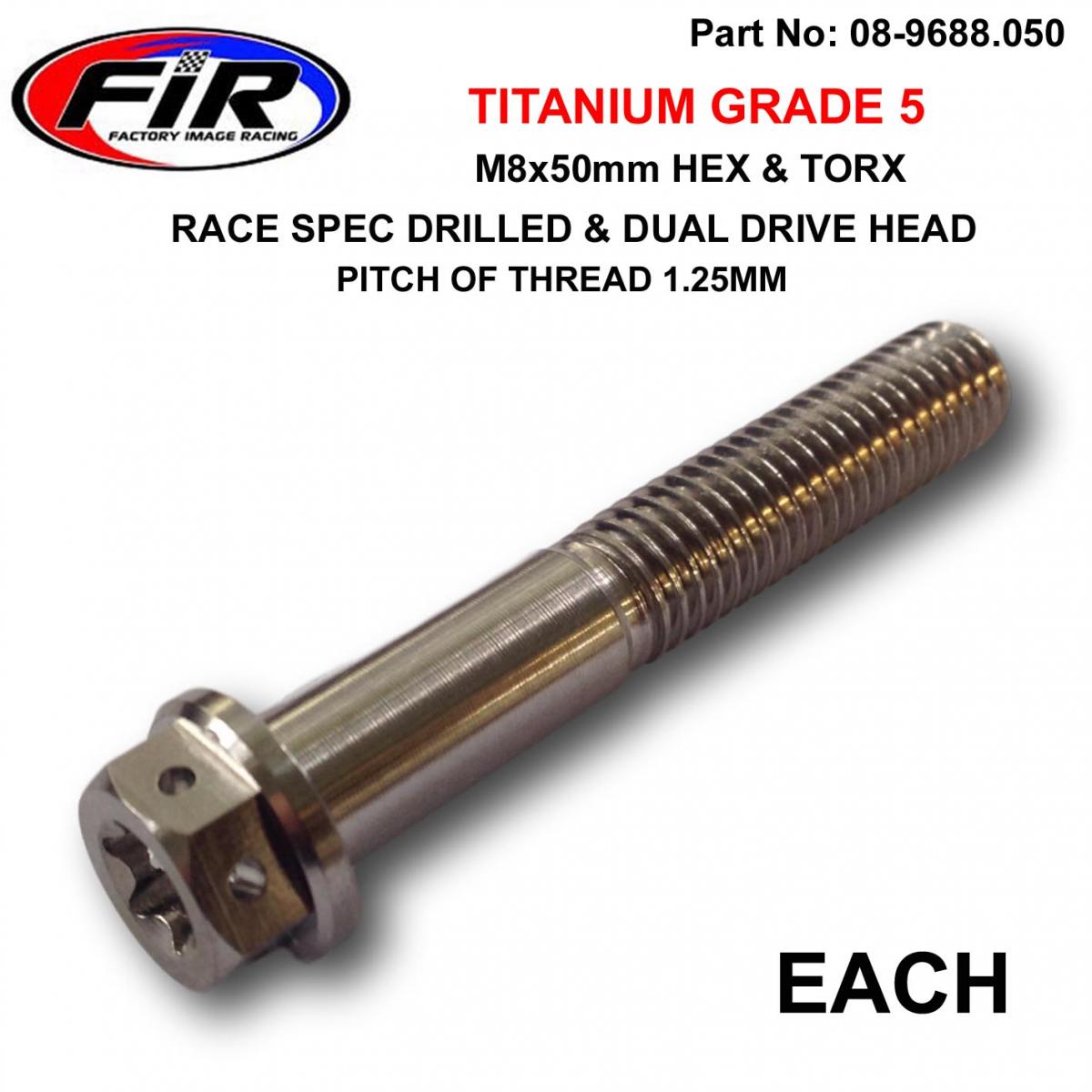 TITANIUM BOLT M8x50mmEACH, GRADE 5 / RACE SPEC DUALDRIVE,  / KTM RE: 25080506