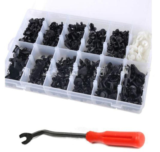 350 PIECE PLASTIC RIVET KIT WITH CLIP WRENCH TOOL PANEL CLIPS