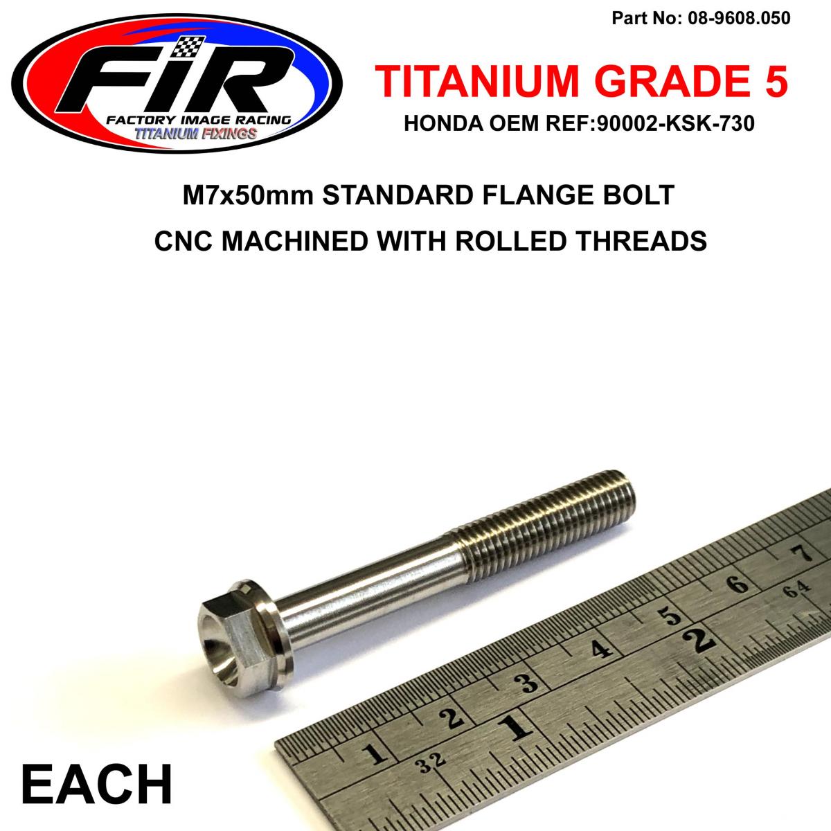 TITANIUM GR5 BOLT M7 x 50mm EACH, FLANGE OD: 13mm / HEX SIZE: 10mm,  / 90002-KSK-730 92154-0372