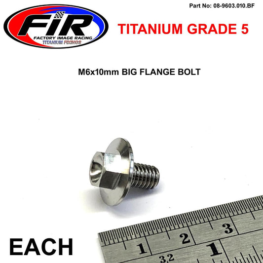 TITANIUM GR5 BOLT M6 x 10mm EACH, FLANGE OD: 15.90mm / HEX SIZE: 8mm,  / PANEL BOLT FIXING PLASTIC