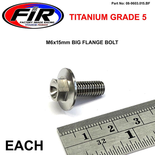 TITANIUM GR5 BOLT M6 x 15mm EACH, FLANGE OD: 15.90mm / HEX SIZE: 8mm,  / PANEL BOLT FIXING PLASTIC