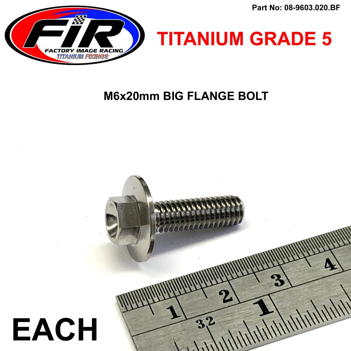 TITANIUM GR5 BOLT M6 x 20mm EACH, FLANGE OD: 15.90mm / HEX SIZE: 8mm,  / PANEL BOLT FIXING PLASTIC