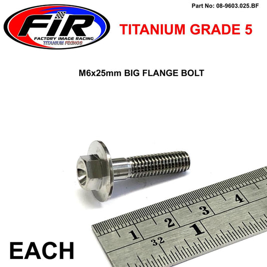 TITANIUM GR5 BOLT M6 x 25mm EACH, FLANGE OD: 15.90mm / HEX SIZE: 8mm,  / PANEL BOLT FIXING PLASTIC