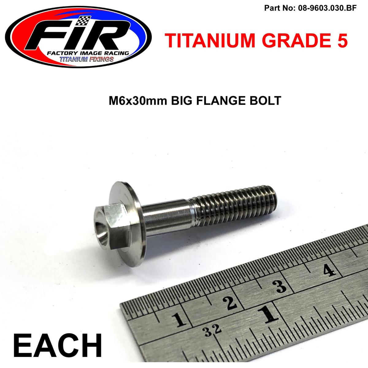 TITANIUM GR5 BOLT M6 x 30mm EACH, FLANGE OD: 15.90mm / HEX SIZE: 8mm,  / PANEL BOLT FIXING PLASTIC