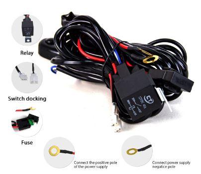 UNIVERSAL LED SPOT LIGHT BAR WIRING LOOM, FUSE / RELAY / CONNECTORS / SWITCH