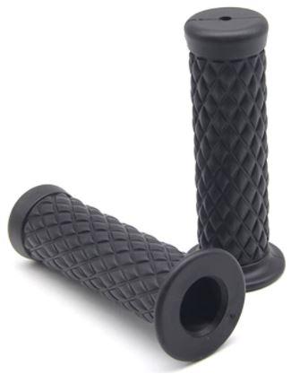 GRIP SET CLASSIC RETRO BLACK, Honda Suzuki Kawasaki Triumph Royal Bobber