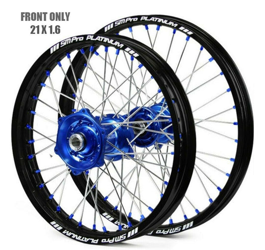 21x1.60 WHEEL KTM MATT BLACK/BLUE, MX-5000 MATT BLACK RIM, BLUE HUB, SP157.04.80.51.04 BLUE NIPPLES