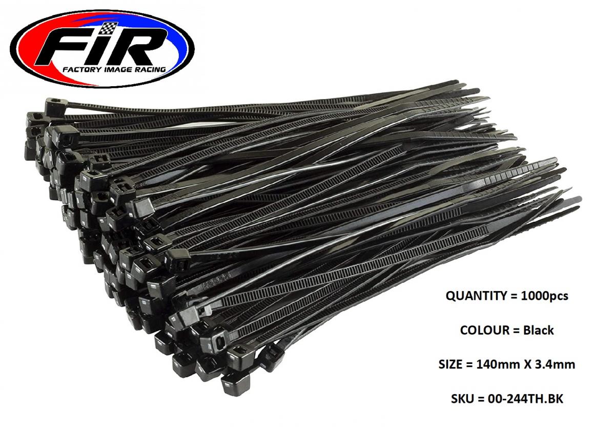 NYLON CABLE ZIP TIES - BLACK, 140mm x 3.4mm - PACK OF 1000