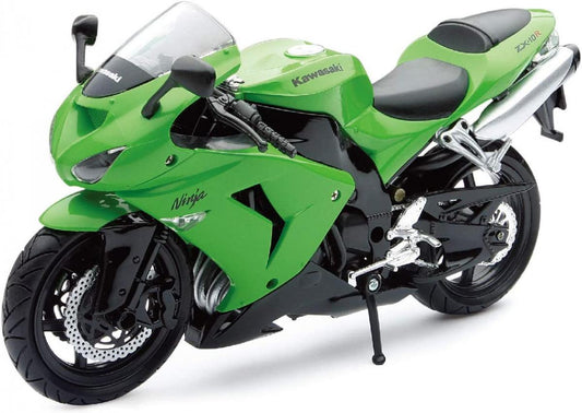 MODEL DIE CAST KAWASAKI ZX-10R, GREEN AND BLACK, SCALE 1:12, NEWRAY 42447A 42443A