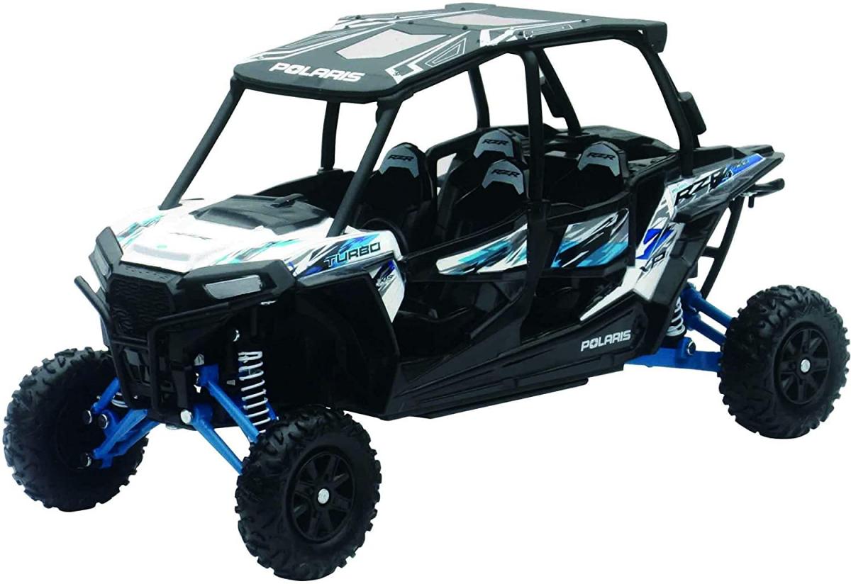 MODEL DIE CAST POLARIS RZR XP4 TURBO, EPS, BLUE, WHITE & BLACK, SCALE 1:18, NEWRAY 57843B