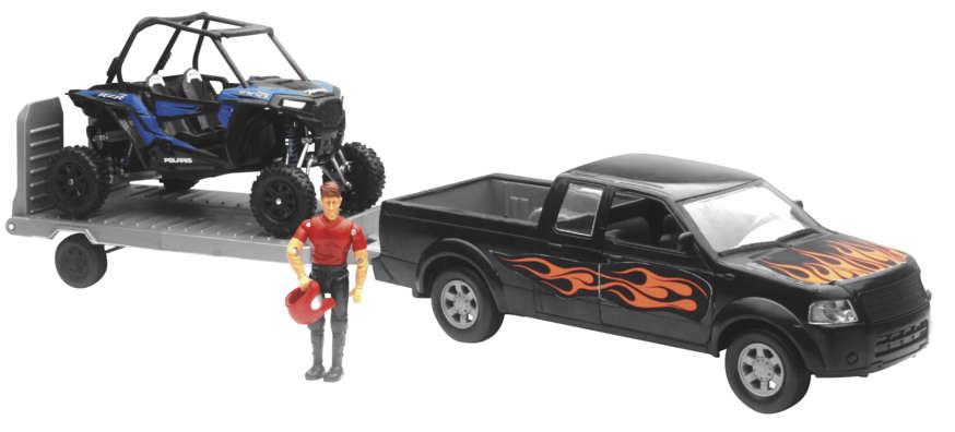 MODEL DIE CAST POLARIS RZR XP1000, & FLAME PICKUP SET, SCALE 1:18, NEWRAY SS-37426E